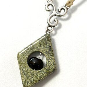 2/$20, Natural Green Serpentine Necklace, Genuine Gemstone Cord Necklace